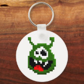 Grünes Monster - Pixel Art Schlüsselanhänger (Vorderseite)