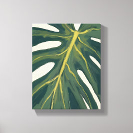 Grünes Monstera-Blatt Botanische Pflanze Aquarell Leinwanddruck