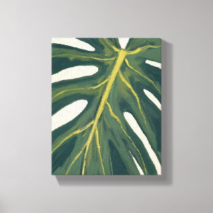 Grünes Monstera-Blatt Botanische Pflanze Aquarell Leinwanddruck