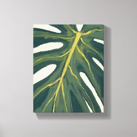 Grünes Monstera-Blatt Botanische Pflanze Aquarell Leinwanddruck (Vorderseite)