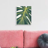 Grünes Monstera-Blatt Botanische Pflanze Aquarell Leinwanddruck (Insitu (Wohnzimmer))