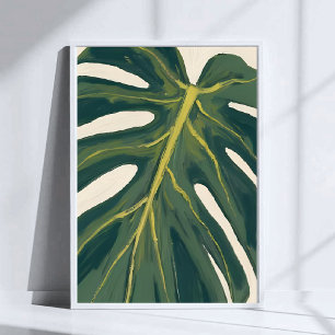 Grünes Monstera-Blatt Botanische Pflanze Aquarell Poster