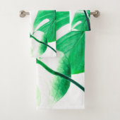 Grünes Monstera Blätter Badhandtuch Set (Insitu)