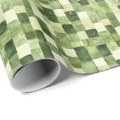 Grünes Mosaikmuster Wasserfarbenstil Gifting Geschenkpapier (Rolleneckpunkt)