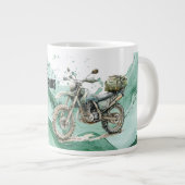 Grünes Motorrad-Abenteuer Jumbo-Tasse (Vorderseite Rechts)