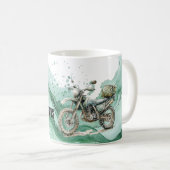 Grünes Motorrad-Abenteuer Kaffeetasse (VorderseiteRechts)