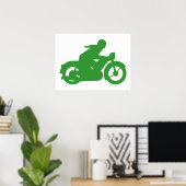Grünes Motorradfahrer-Schild Poster (Heimbüro)