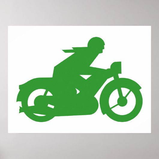 Grünes Motorradfahrer-Schild Poster (Vorne)