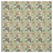 Grünes Mushroom Retro Mitte des Jahrhunderts Stoff (Muster)