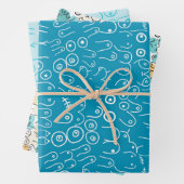 grünes Muster, das Papierblätter umhüllt Geschenkpapier Set (Beispiel)