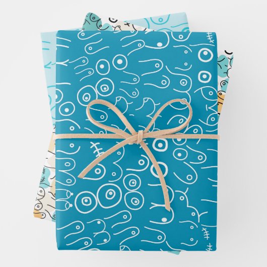 grünes Muster, das Papierblätter umhüllt Geschenkpapier Set (Beispiel)