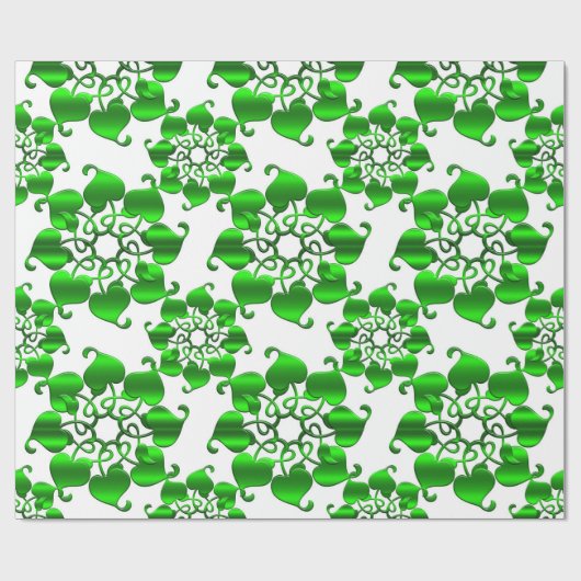 grünes Muster der Blumenkreise mit Blätter Geschenkpapier (Flach)