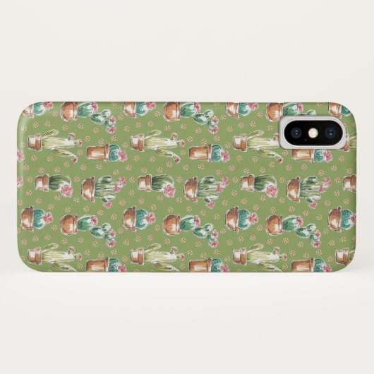 Grünes Muster des Wüsten-Blüten-Schritt-| Case-Mate iPhone Hülle (Rückseite (Horizontal))