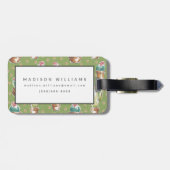 Grünes Muster des Wüsten-Blüten-Schritt-| Gepäckanhänger (Rückseite horizontal)