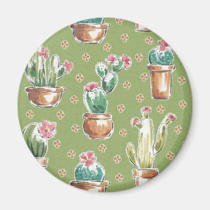 Grünes Muster des Wüsten-Blüten-Schritt-  Magnet