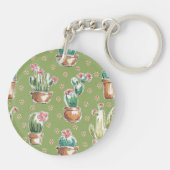 Grünes Muster des Wüsten-Blüten-Schritt-| Schlüsselanhänger (Rückseite)