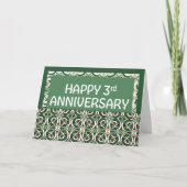 Grünes Muster für Mitarbeiter zum 3. Jahrestag Karte (Vorderseite)