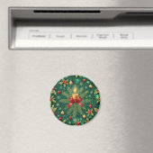 Grünes Muster Goldene Kerze Weihnachtsstern Magnet (In Situ (Geschirrspüler))