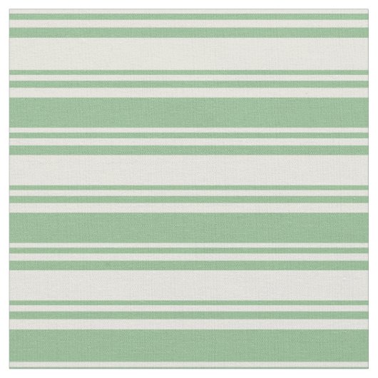 Grünes Muster in Beige und Dunklem Meer Stoff (Nahaufnahme)