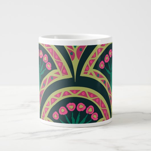 Grünes Muster in der Muschel Jumbo-Tasse (Vorderseite)