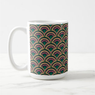 Grünes Muster in der Muschel Kaffeetasse