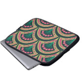 Grünes Muster in der Muschel Laptopschutzhülle (Vorne Knopf)