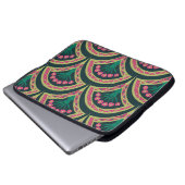 Grünes Muster in der Muschel Laptopschutzhülle (Vorne Knopf)