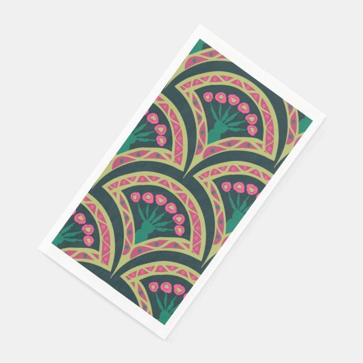 Grünes Muster in der Muschel Serviette (Ecke)