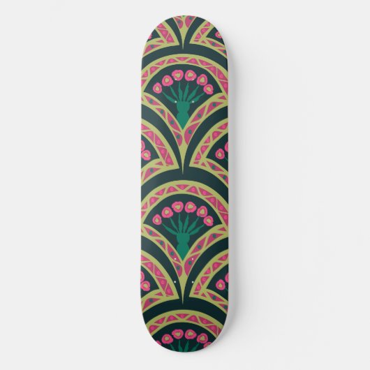 Grünes Muster in der Muschel Skateboard (Vorderseite)