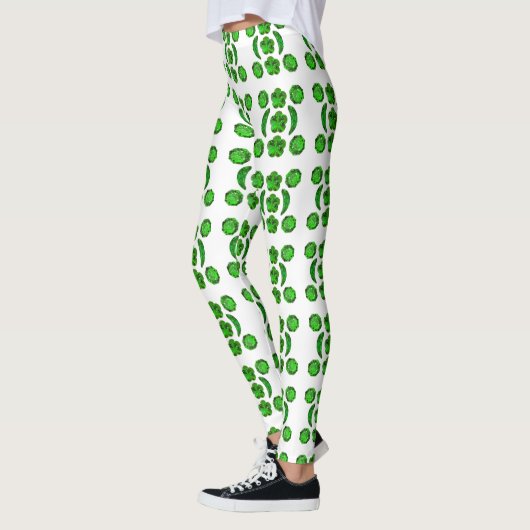 Grünes Muster Leggings (Links)