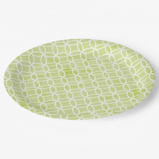 Grünes Muster Pappteller (Schrägansicht)