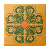 Grünes Muster und orange Retro Fliesen (Vorderseite)
