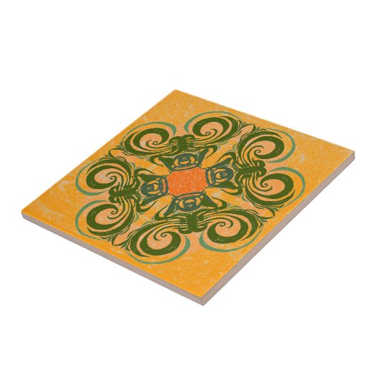 Grünes Muster und orange Retro Fliesen (Seite)