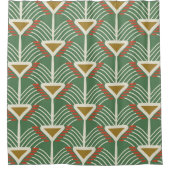 grünes nahtloses Muster mit Linien und Geometrie Duschvorhang (Vorderseite)