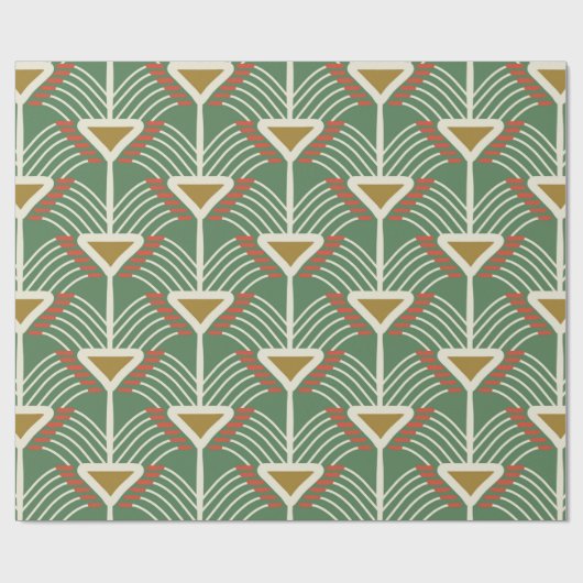 grünes nahtloses Muster mit Linien und Geometrie Geschenkpapier (Flach)