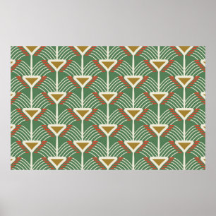 grünes nahtloses Muster mit Linien und Geometrie Poster