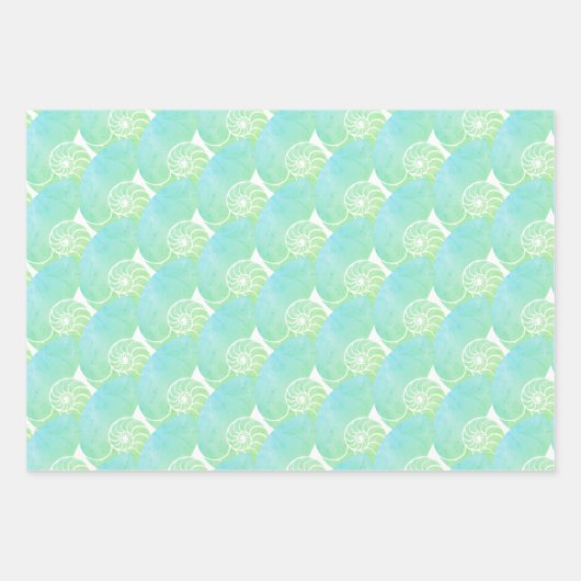 Grünes Nautilus Wrapping-Papier Geschenkpapier Set (Vorderseite 3)