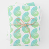 Grünes Nautilus Wrapping-Papier Geschenkpapier Set (Beispiel)