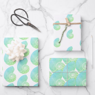 Grünes Nautilus Wrapping-Papier Geschenkpapier Set