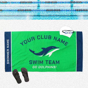 Grünes Navy-Schwimmteam Benutzerdefinierter Name Strandtuch