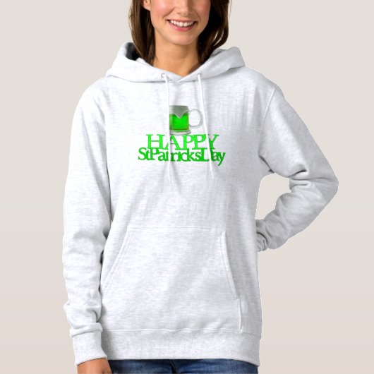 Grünes Neonbier unscharfen glücklichen St Patrick Hoodie (Vorderseite)