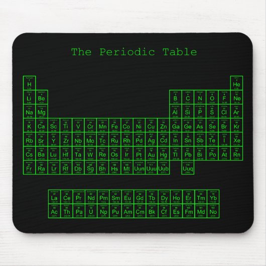 Grünes NeonPeriodensystem Mousepad (Vorne)