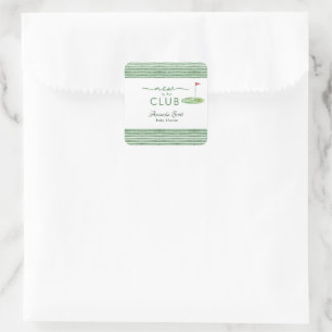 Grünes Neues im Club Golf Thema Babyparty Quadratischer Aufkleber