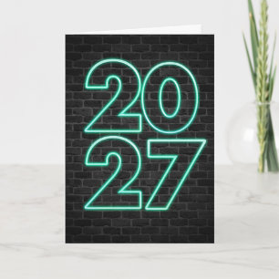 Grünes Neues Jahr 2026 Neon-Schild Feiertagskarte