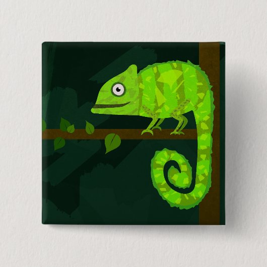 Grünes niedliches Chamäleon Button (Vorderseite)
