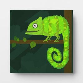 Grünes niedliches Chamäleon Fotoplatte