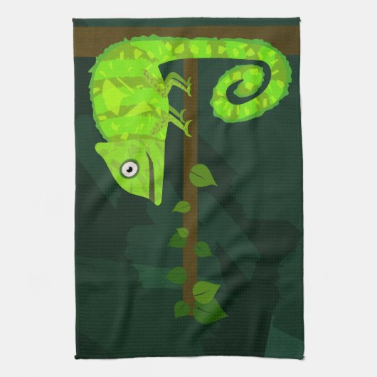 Grünes niedliches Chamäleon Geschirrtuch (Vertikal)