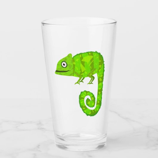Grünes niedliches Chamäleon Glas (Vorderseite)