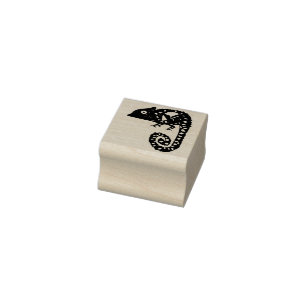 Grünes niedliches Chamäleon Gummistempel