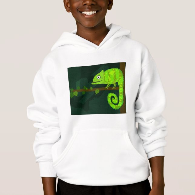 Grünes niedliches Chamäleon Hoodie (Vorderseite)